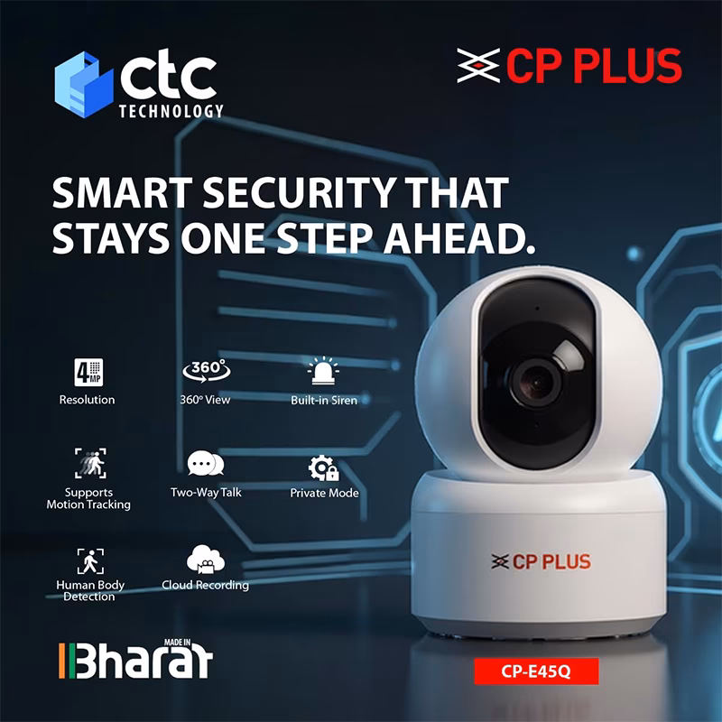 CP PLUS 4MP Quad HD Smart Wi-Fi CCTV Camera | CP-E45Q