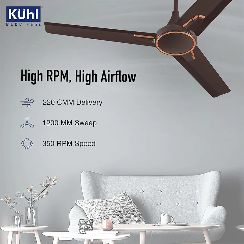 KUHL Prima A1 1200mm Decorative Power Saving BLDC Ceiling Fan | Espresso