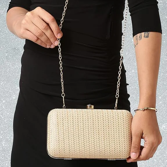 Lavie Women's Sparkle Framed Clutch | Gold Metallic