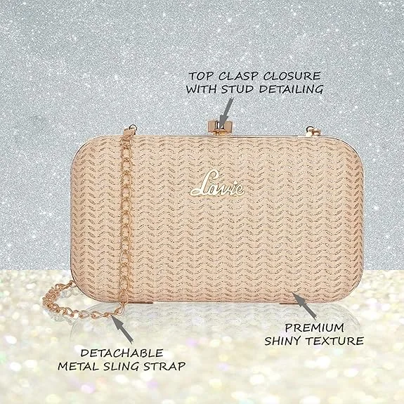 Lavie Women's Sparkle Framed Clutch | Gold Metallic