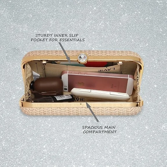 Lavie Women's Sparkle Framed Clutch | Gold Metallic