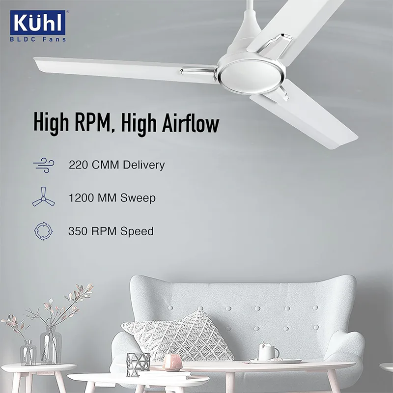 KUHL Prima A1 1200mm Decorative Power Saving BLDC Ceiling Fan | White