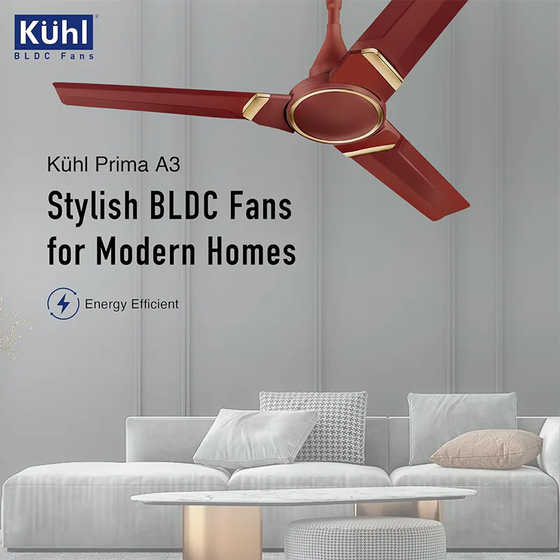 KUHL Prima A3 1200mm BLDC Ceiling Fan with Remote | Brown