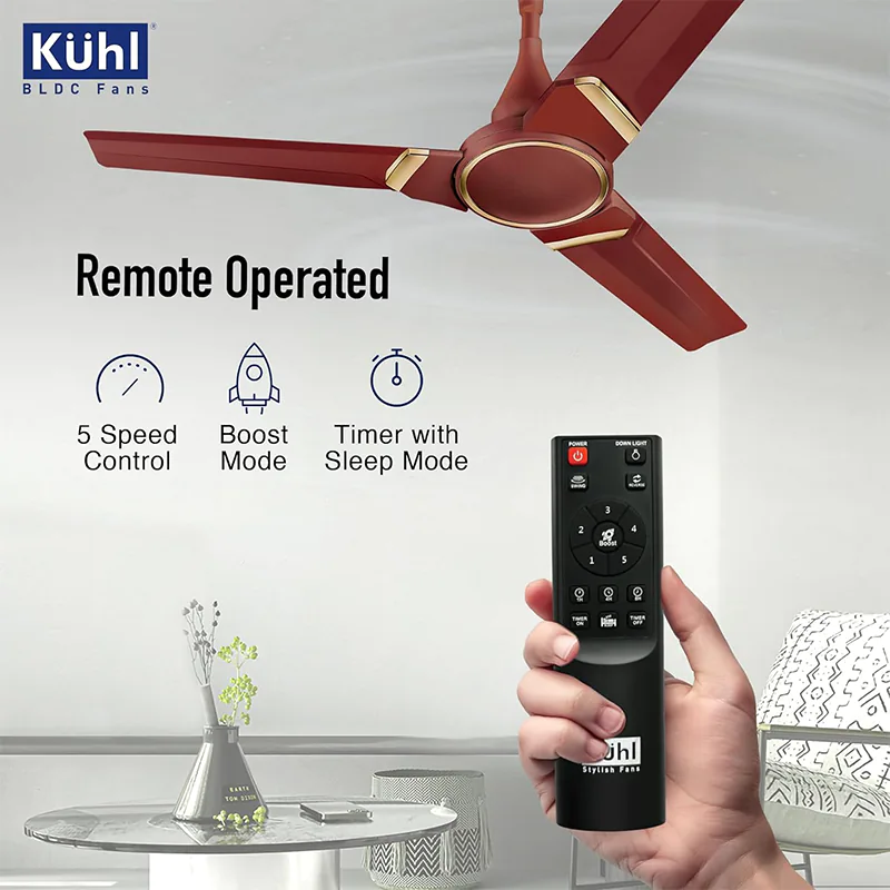 KUHL Prima A3 1200mm BLDC Ceiling Fan with Remote | Brown