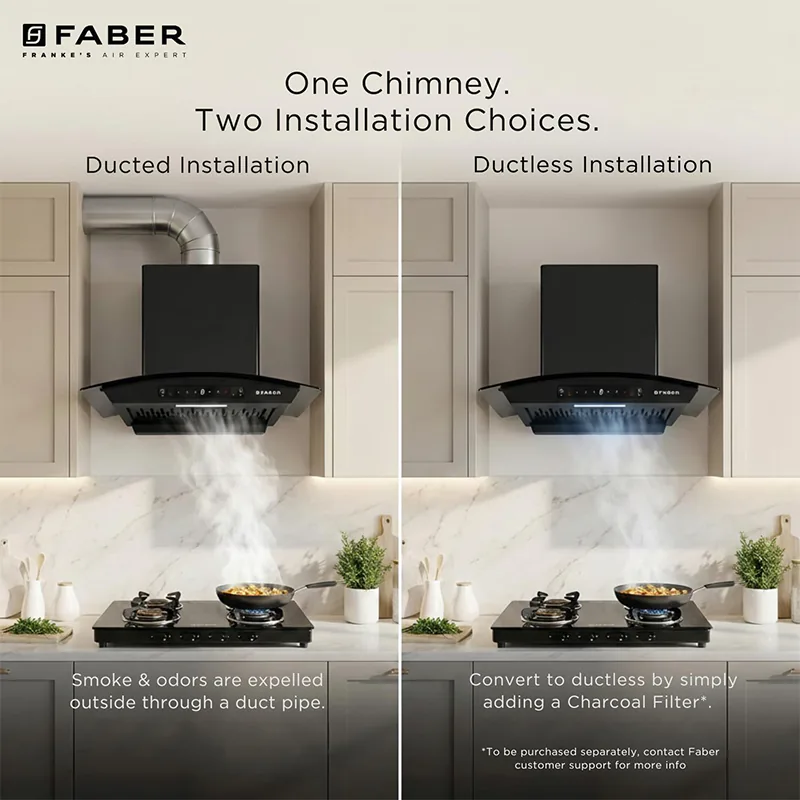 Faber Coral 75cm 1500m³/hr BLDC Autoclean Kitchen Chimney | Hood Coral