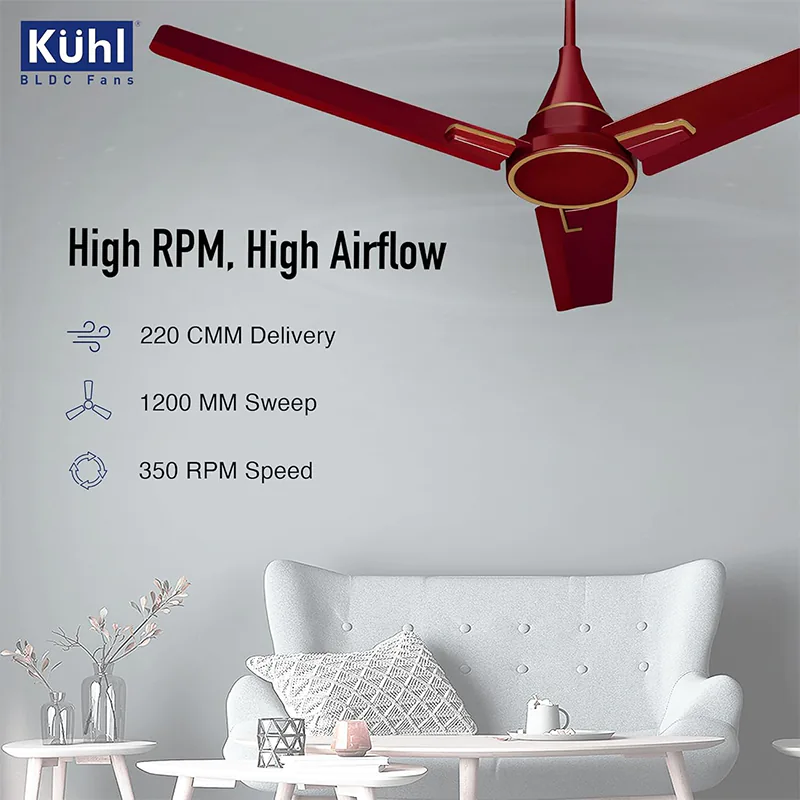 KUHL Prima A1 1200mm Decorative Power Saving BLDC Ceiling Fan | Brown