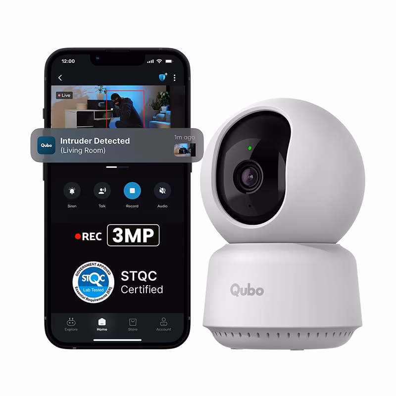Qubo Smart Cam 360° by Hero Group [2026 Edition]| 3MP Ultra 2K Display